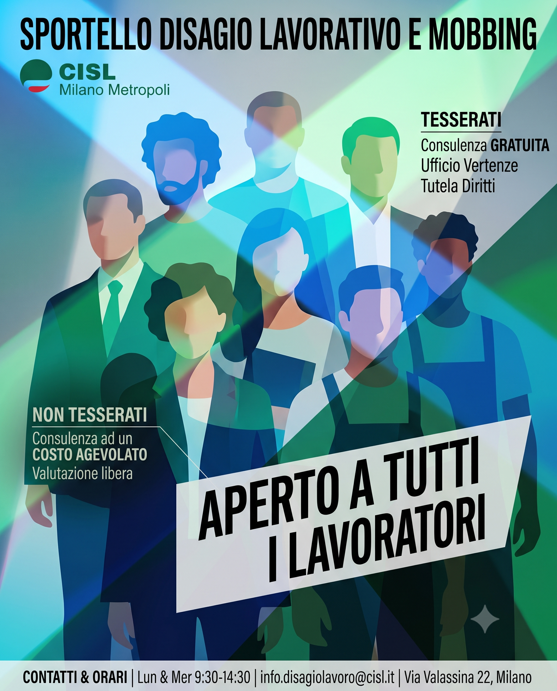 Sportello Disagio Lavorativo e Mobbing CISL - aperto a tutti i lavoratori, tesserati e non tesserati