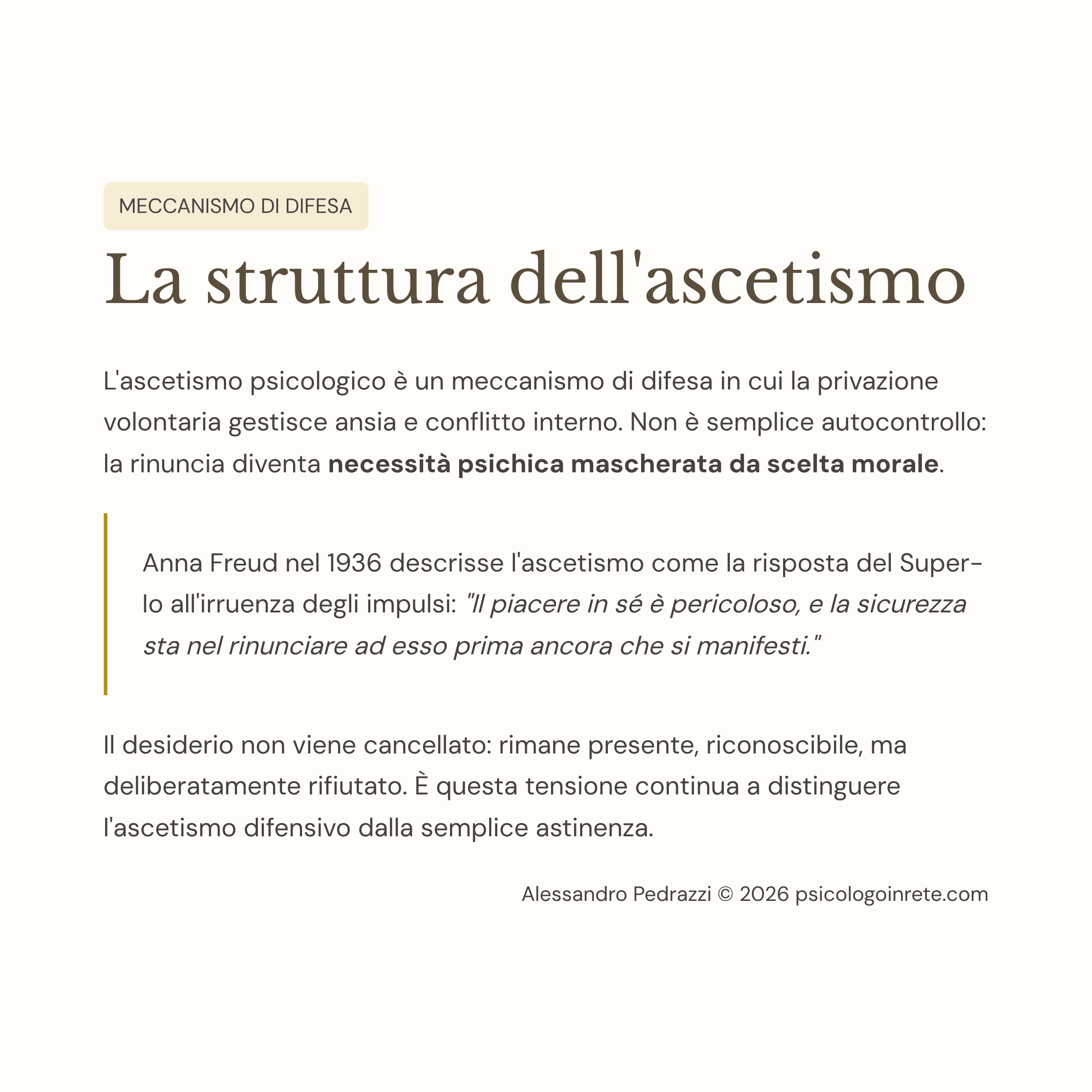 La struttura dell'ascetismo: privazione volontaria come necessità psichica