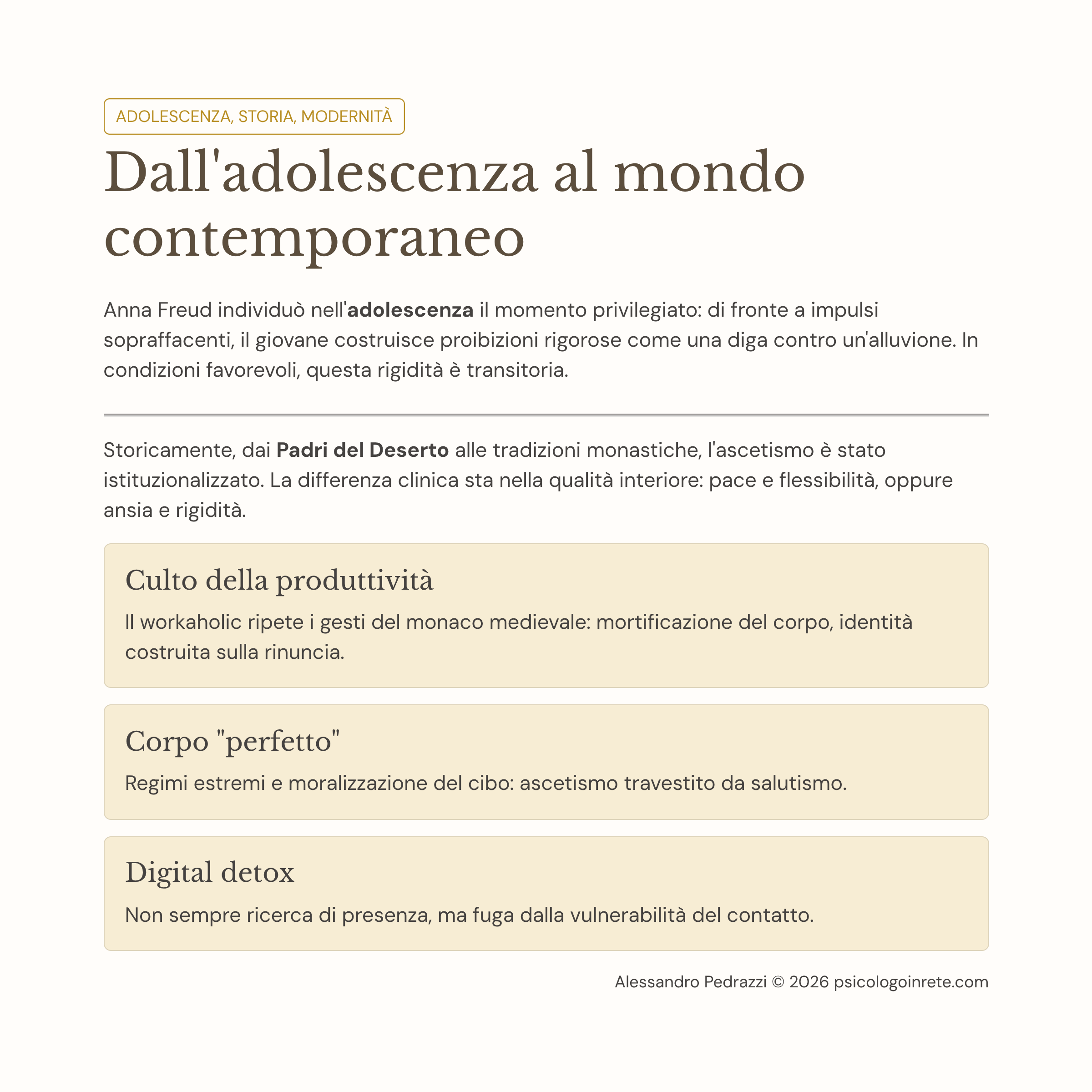 Dall'adolescenza al mondo contemporaneo: workaholic, salutismo, digital detox